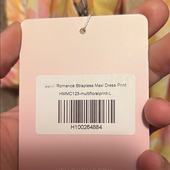 Hello Molly Yellow & Pink Floral Strapless Tie-Front Maxi Dress - Picture 4 of 4